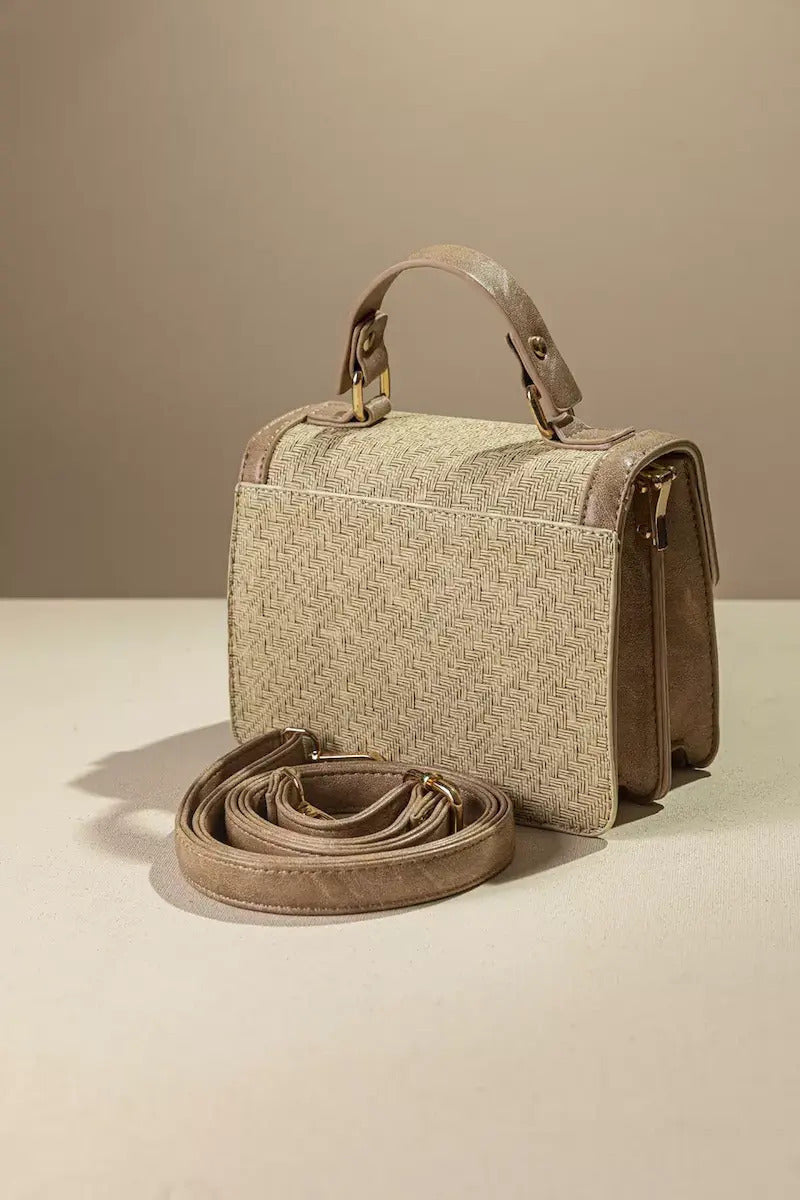 Straw-textured handbag