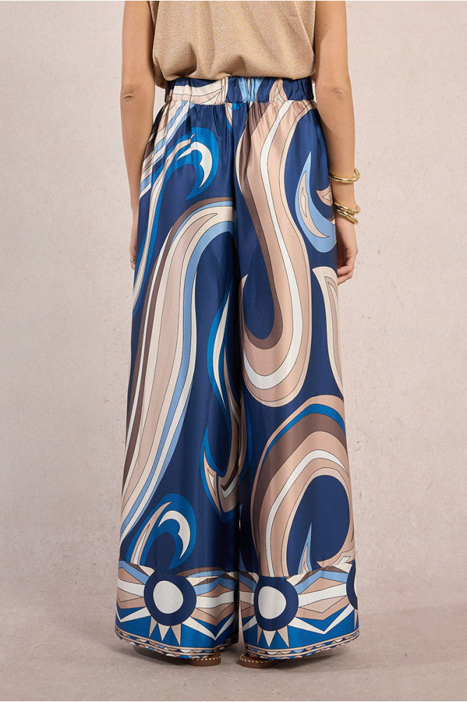 Printed wide-leg trousers