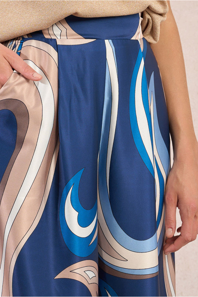 Printed wide-leg trousers