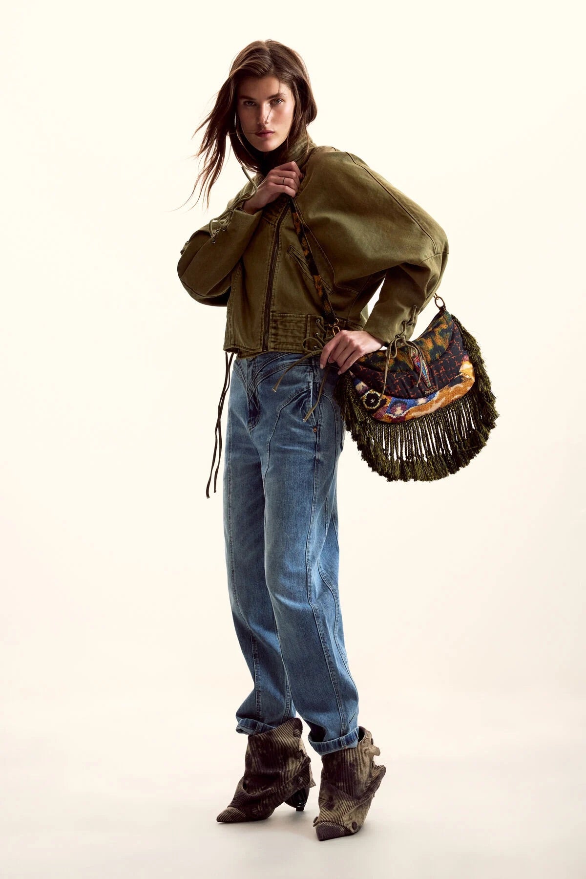 DESIGUAL Fringed bag designed by Mr. Christian Lacroix