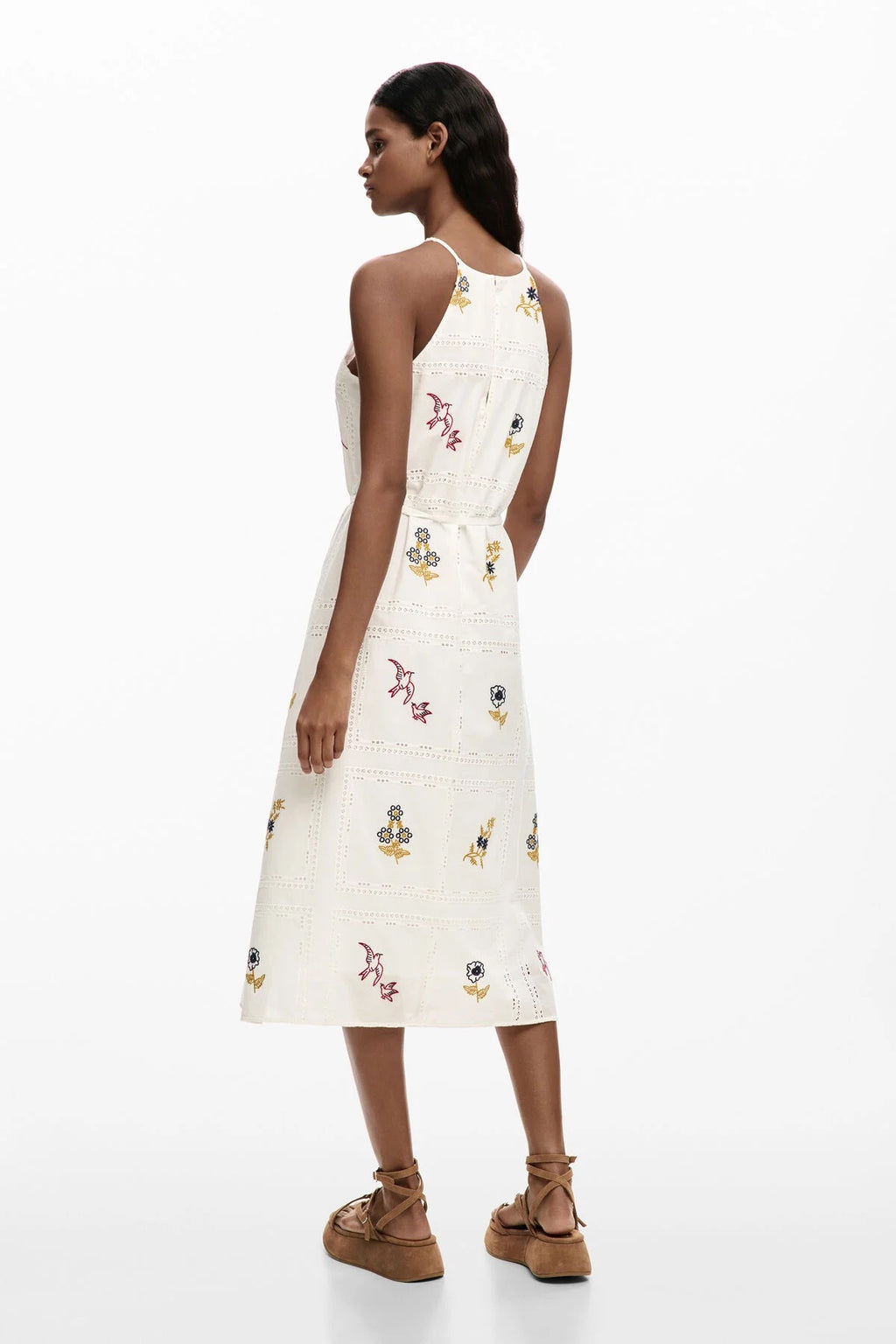 Embroidered Halter Dress