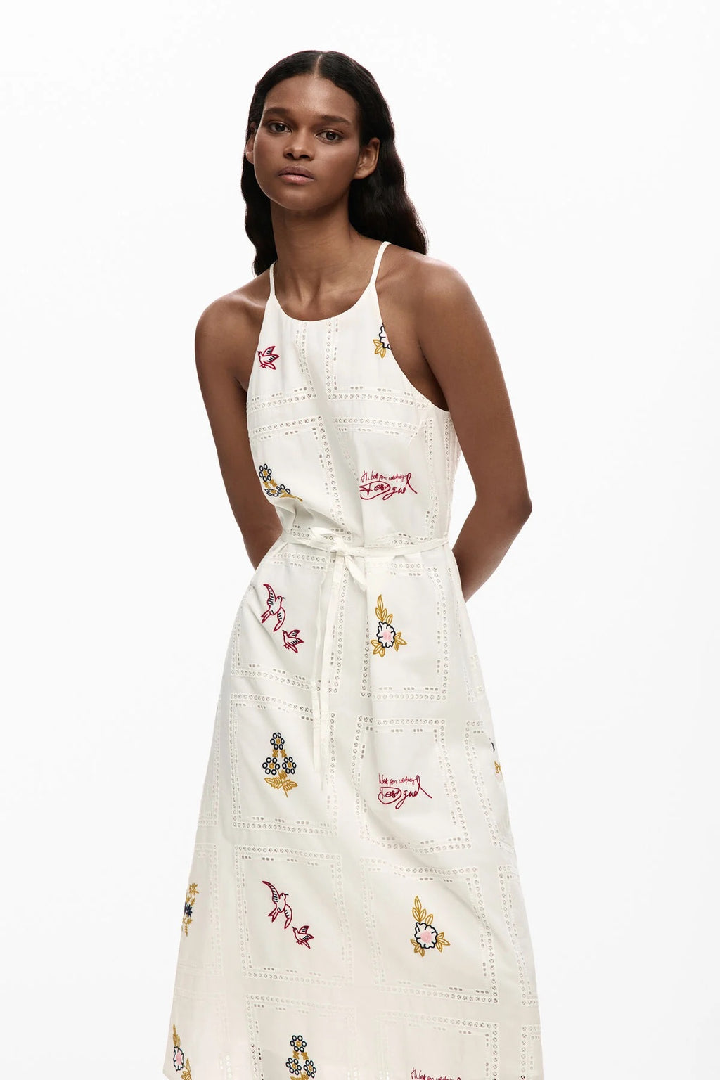 Embroidered Halter Dress