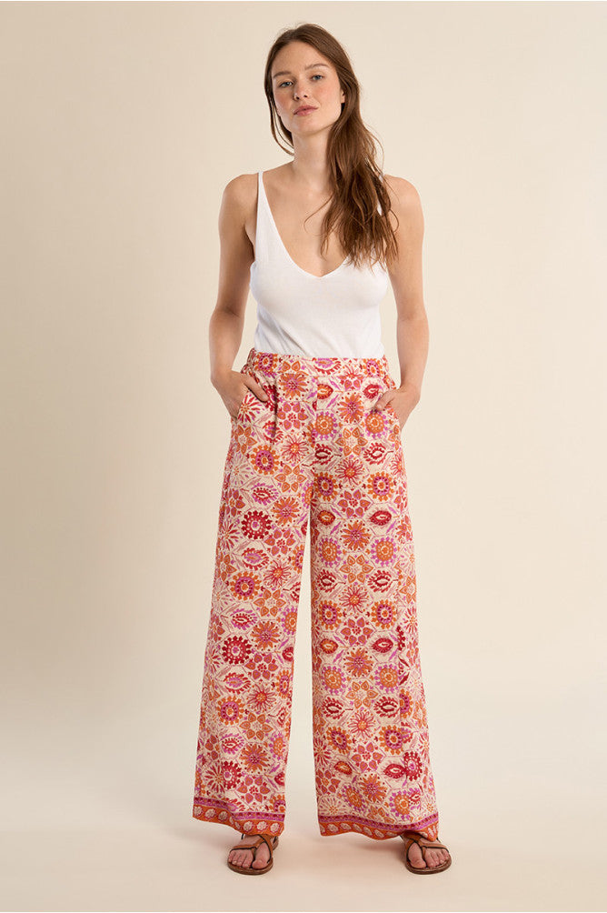 Wide printed pants