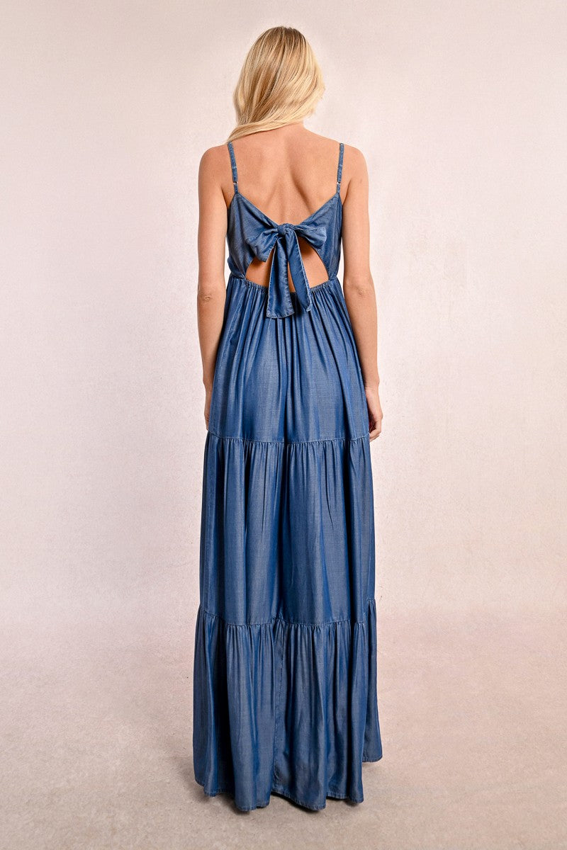 Long ruffled tencel dress