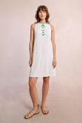 Short embroidered poplin dress